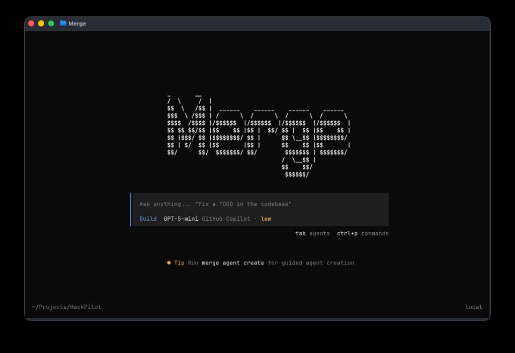Session home with prompt and status bar